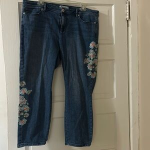 JJIll cropped authentic fit embroidered jeans